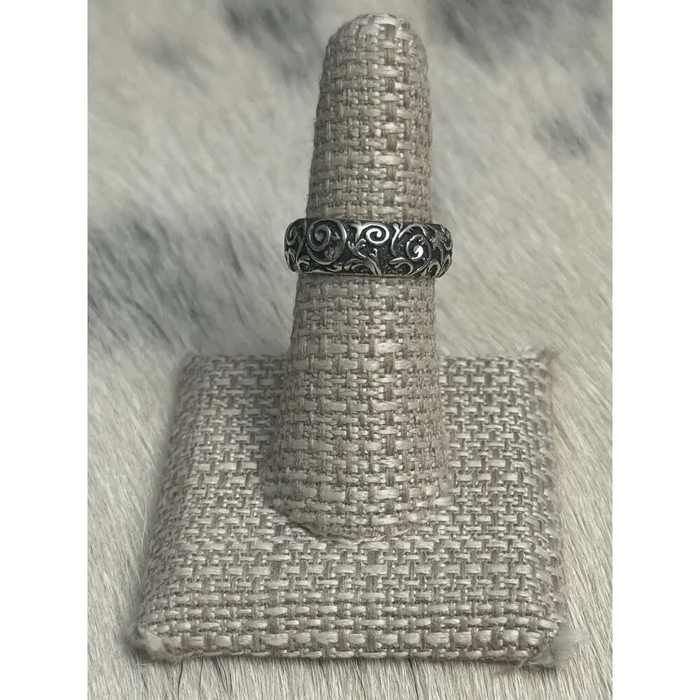 Carolyn Pollack Relios Sterling Silver Floral Flower Scrolly Braided Ring 7